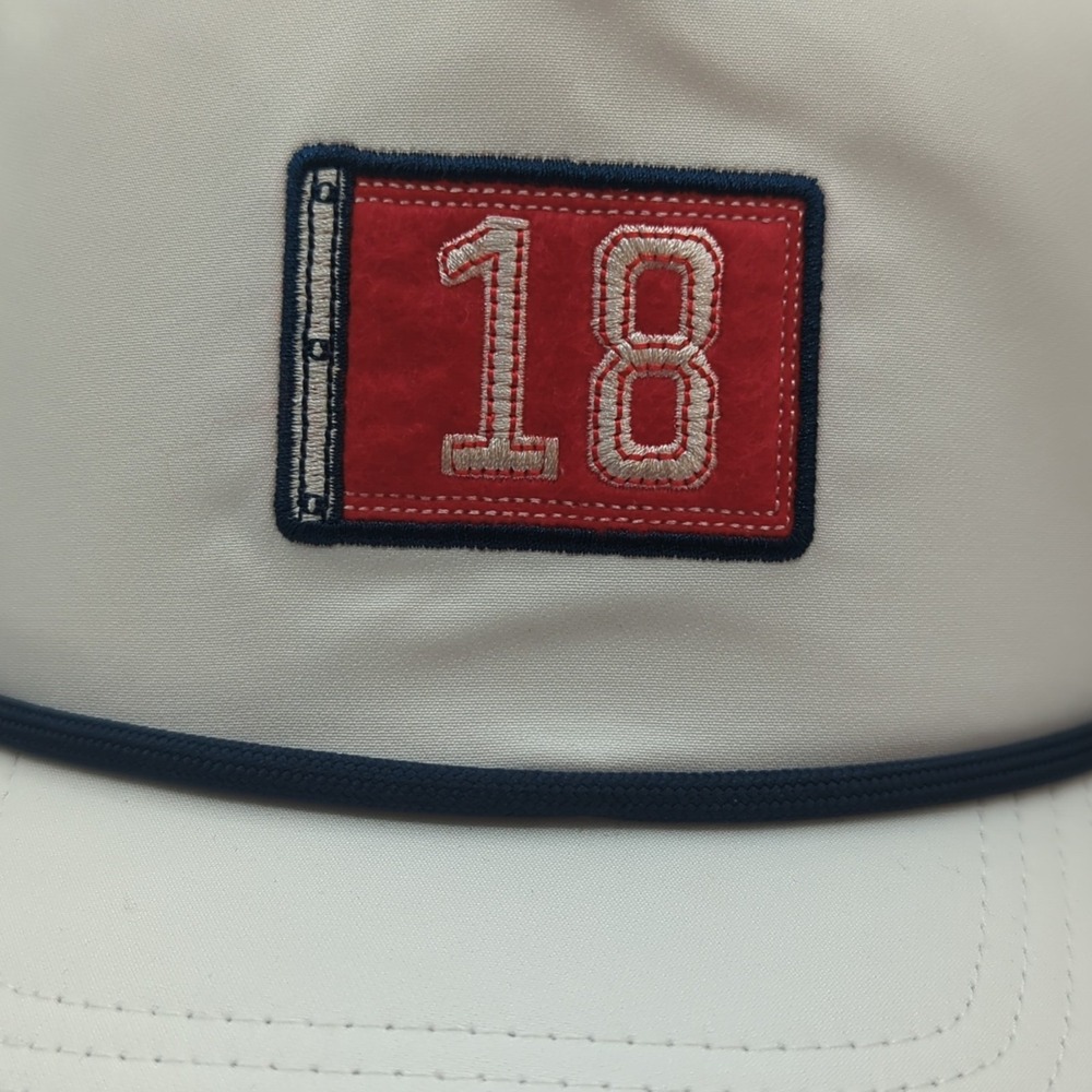 FootJoy Tony's Market 5 Panel 18th Flag White/Red Adjustable Snapback Rope Hat - Picture 2 of 13